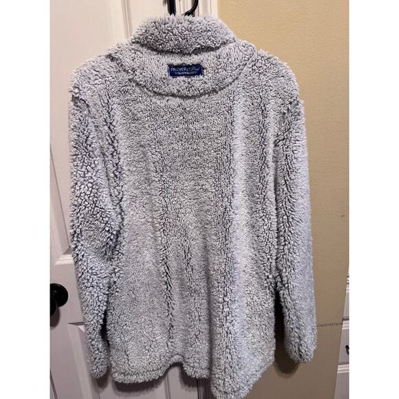 Properly Tied Pintail Pullover Sherpa Cozy Gray Quarter Zip Pockets Sweater XL - Picture 7 of 11